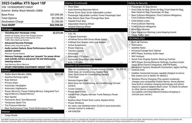 Certified 2023 Cadillac XT5 Sportv w/ Technology Package AWD/4WD image 8