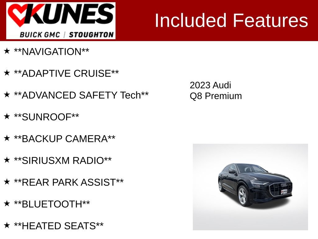 Used 2023 Audi Q8 Premium w/ Convenience Package AWD/4WD image 2
