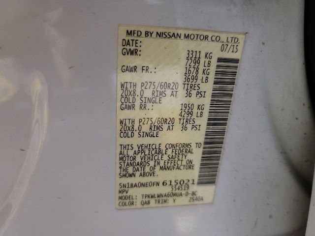 Used 2015 Nissan Armada Platinum w/ 2nd Row Captain Seat Package AWD/4WD image 11