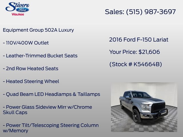 Used 2016 Ford F150 Lariat w/ Equipment Group 502A Luxury AWD/4WD image 16