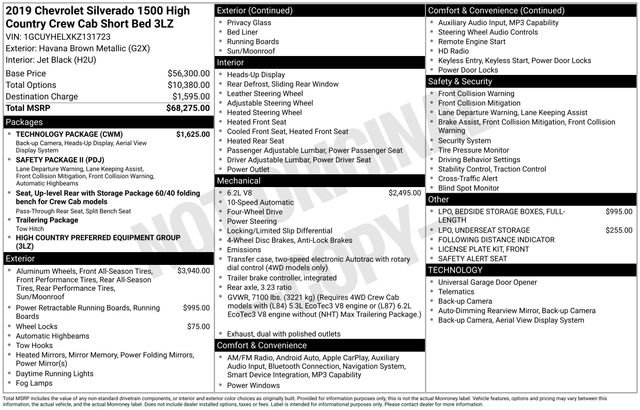 Used 2019 Chevrolet Silverado 1500 High Country w/ Technology Package AWD/4WD image 37