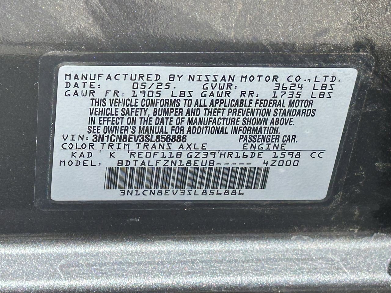 Certified 2025 Nissan Versa SV w/ Trunk Package FWD image 13