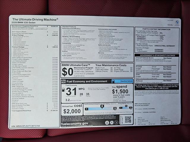 New 2026 BMW 530i w/ M Sport Package image 20