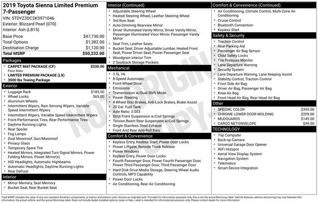 Used 2019 Toyota Sienna Limited Premium w/ Carpet Mat Package FWD image 27
