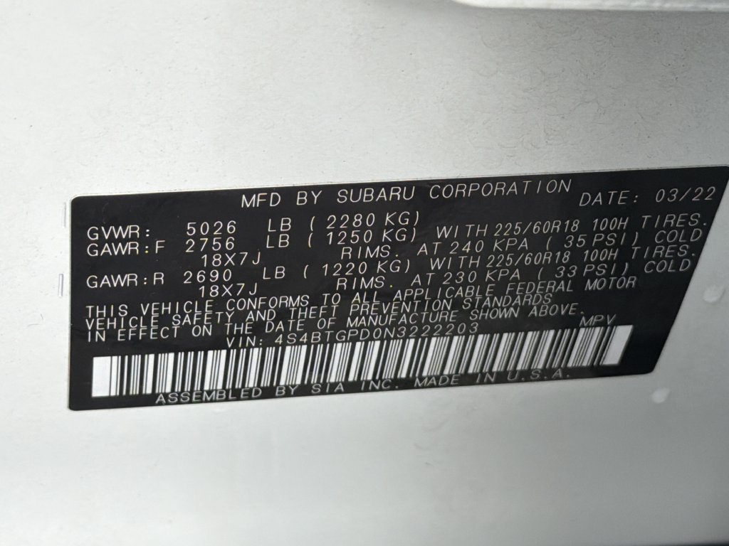 Certified 2022 Subaru Outback Touring XT AWD/4WD image 35