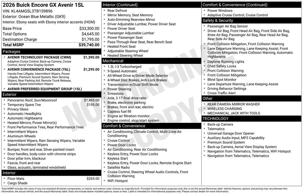New 2026 Buick Encore GX Avenir w/ Avenir Technology Package AWD/4WD image 50