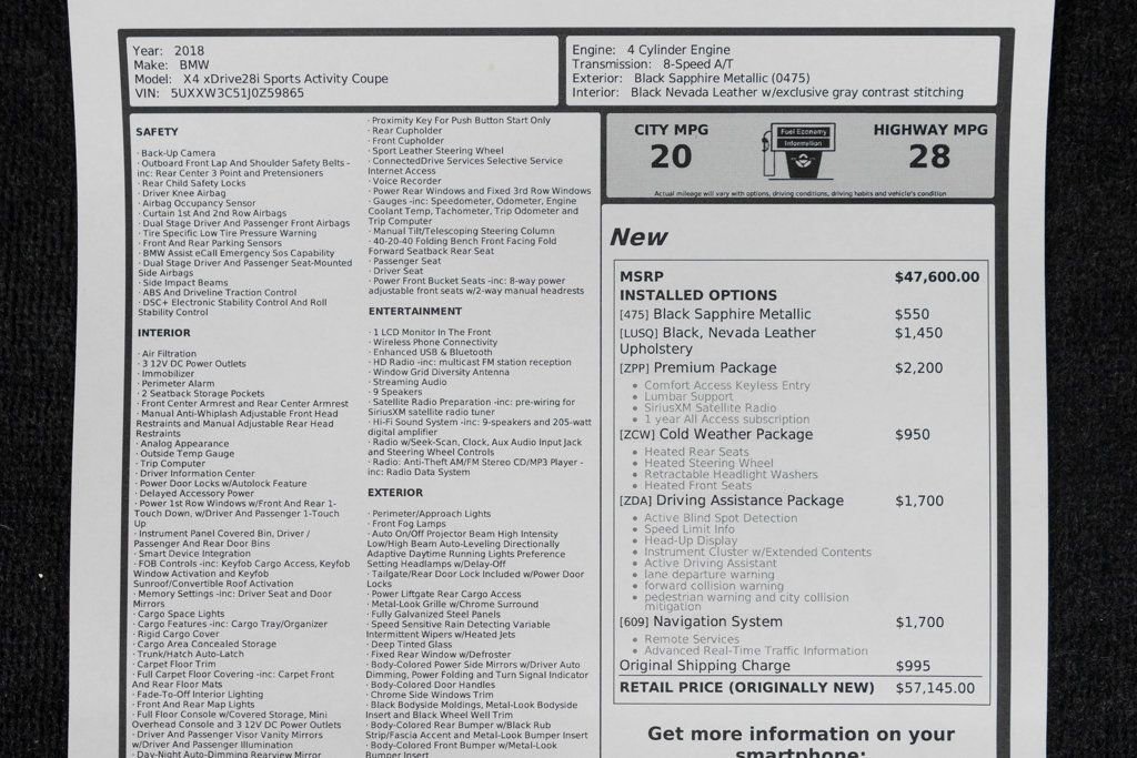 Used 2018 BMW X4 xDrive28i image 53