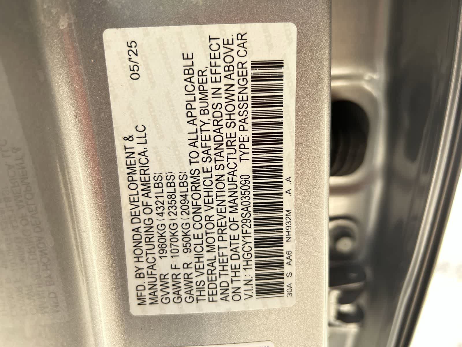 Certified 2025 Honda Accord LX image 2