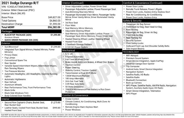 Used 2021 Dodge Durango R/T w/ Blacktop Package AWD/4WD image 15