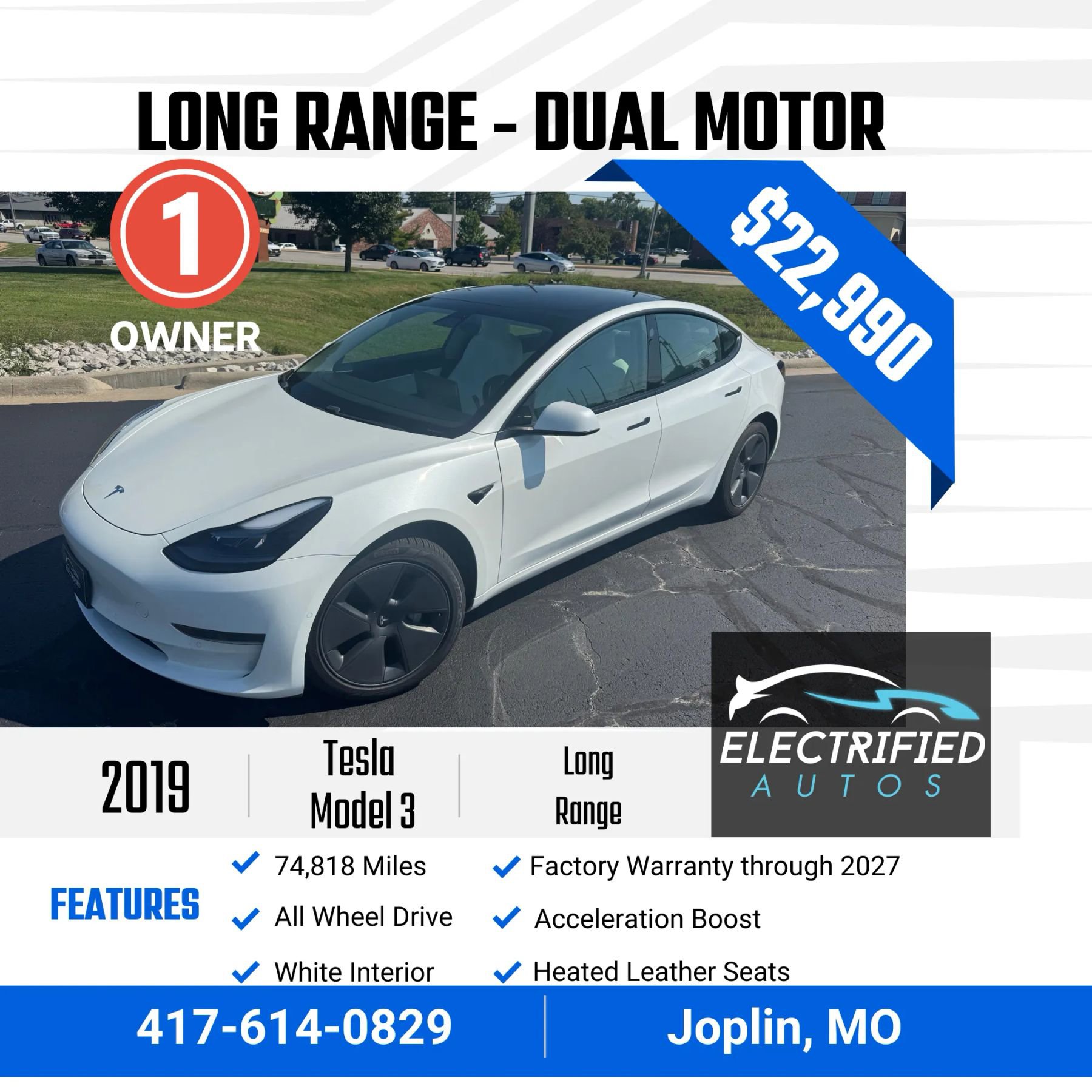 Used 2019 Tesla Model 3 Long Range image 1