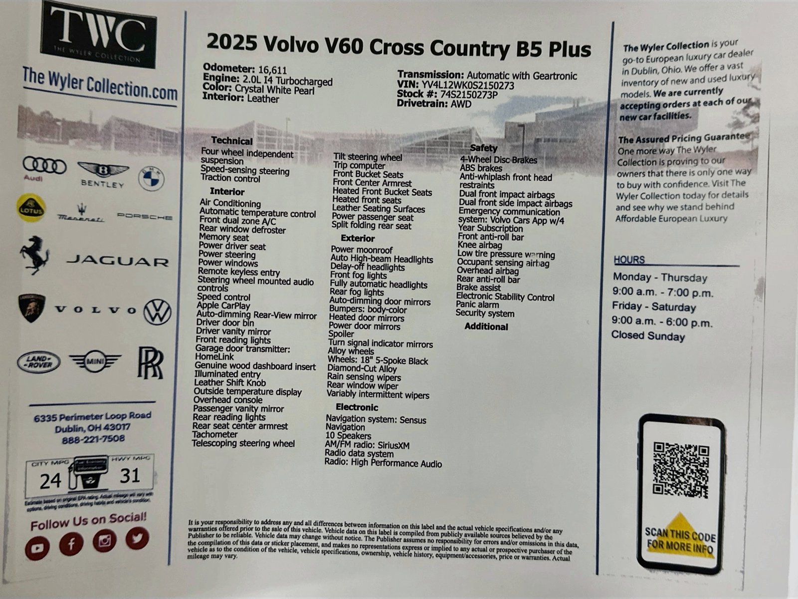 Certified 2025 Volvo V60 B5 Cross Country Plus AWD/4WD image 47