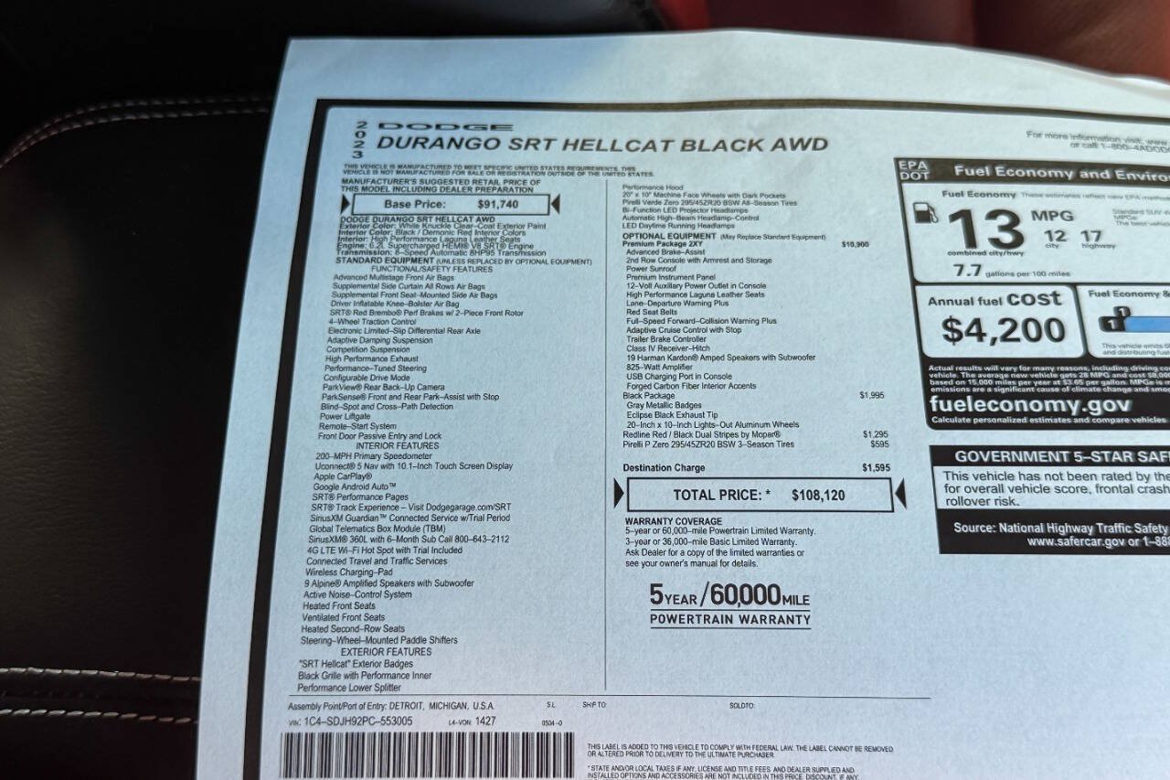 Used 2023 Dodge Durango SRT Hellcat AWD/4WD image 49