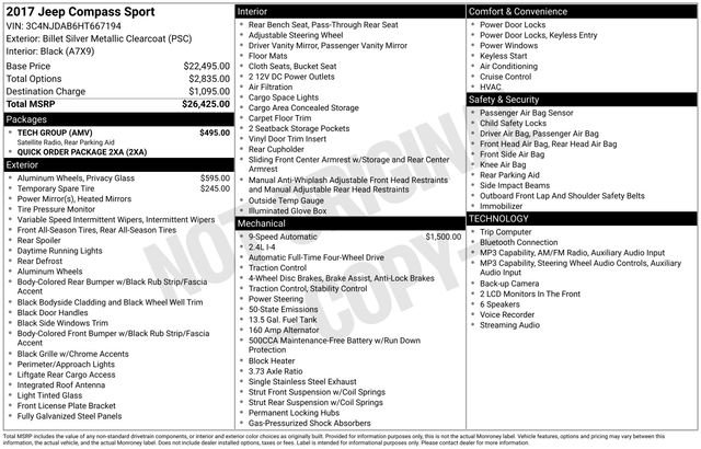 Used 2017 Jeep Compass Sport w/ Tech Group AWD/4WD image 7