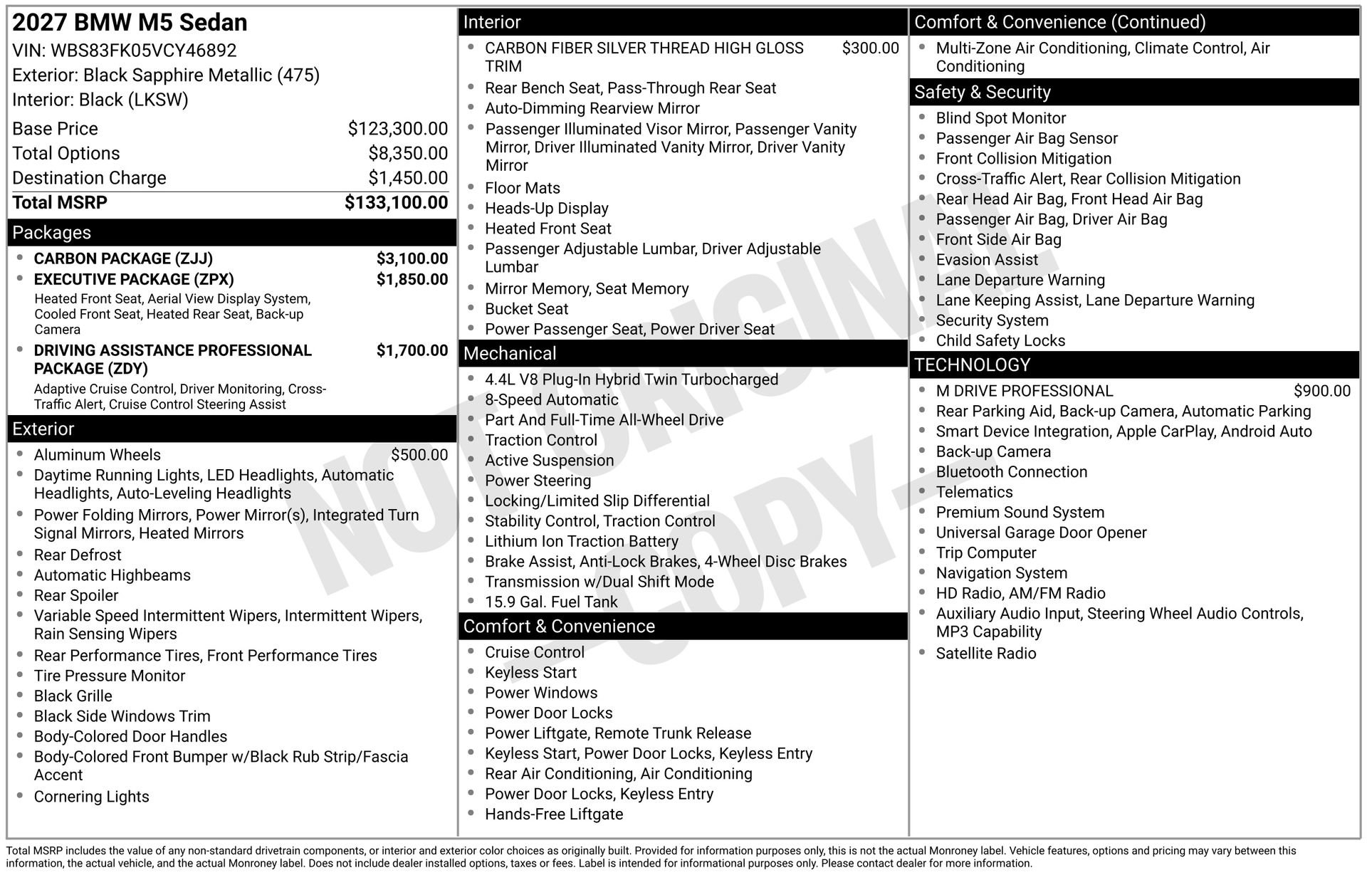 New 2027 BMW M5 w/ Carbon Package AWD/4WD image 11
