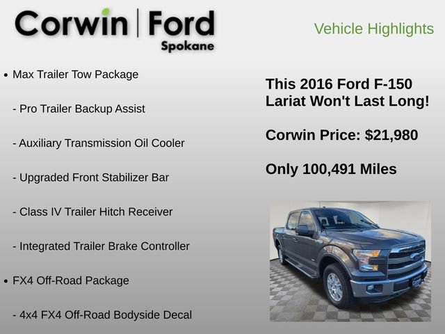 Used 2016 Ford F150 Lariat w/ Equipment Group 501A Mid image 6