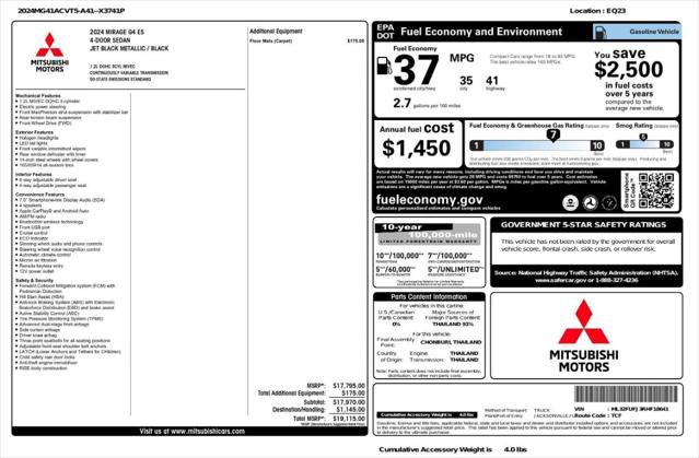Used 2024 Mitsubishi Mirage G4 ES FWD image 4
