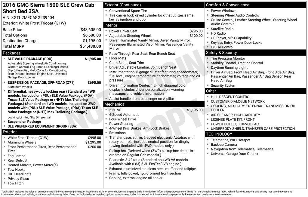Used 2016 GMC Sierra 1500 SLE w/ SLE Value Package AWD/4WD image 2