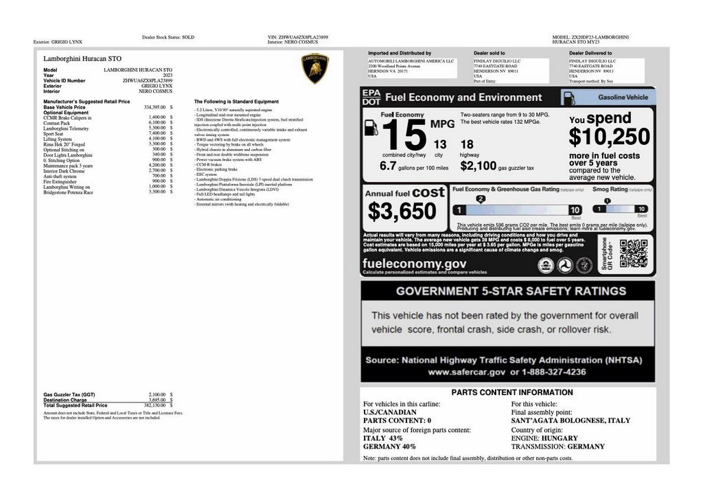 Used 2023 Lamborghini Huracan STO RWD image 50