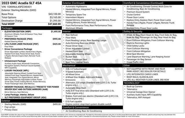 Used 2023 GMC Acadia SLT w/ Elevation Edition AWD/4WD image 44