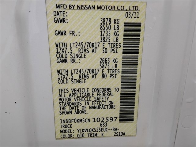 Used 2012 Nissan NV 1500 S w/ Side Curtain Airbag Pkg image 19