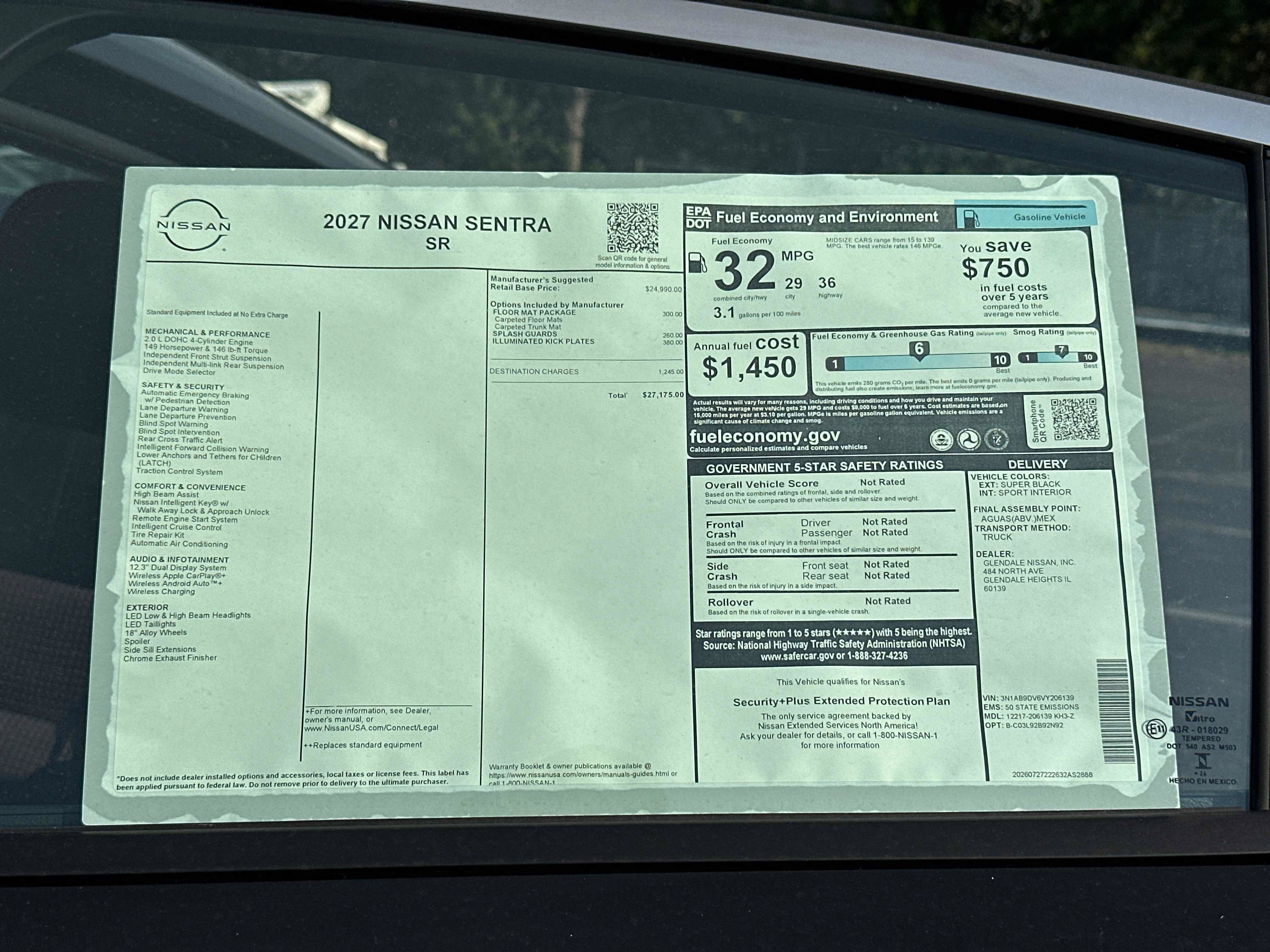 New 2027 Nissan Sentra SR w/ Floor Mat Package FWD image 7