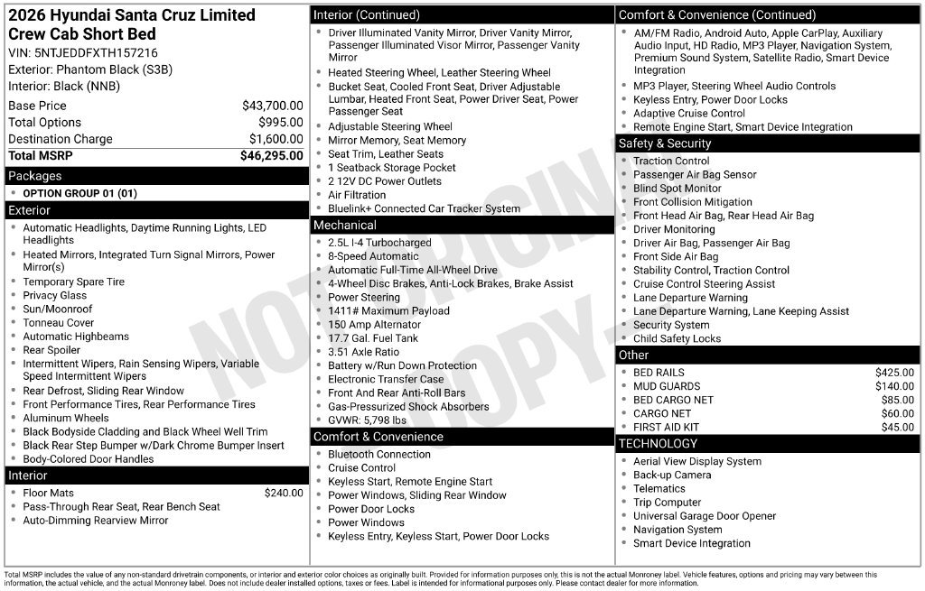 Certified 2026 Hyundai Santa Cruz Limited AWD/4WD image 6