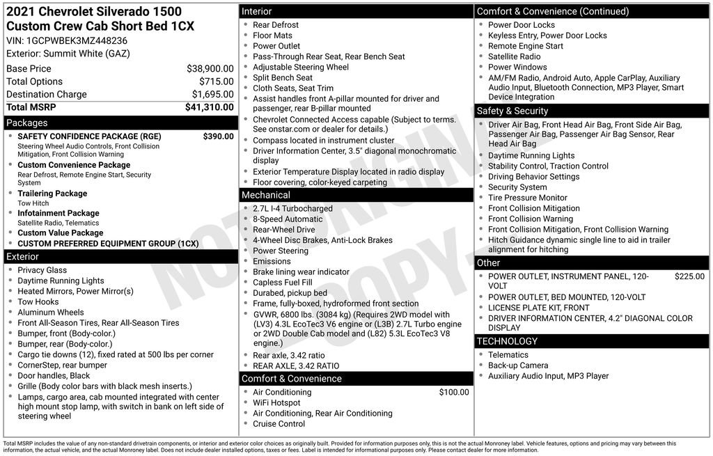 Used 2021 Chevrolet Silverado 1500 Custom w/ Safety Confidence Package image 4