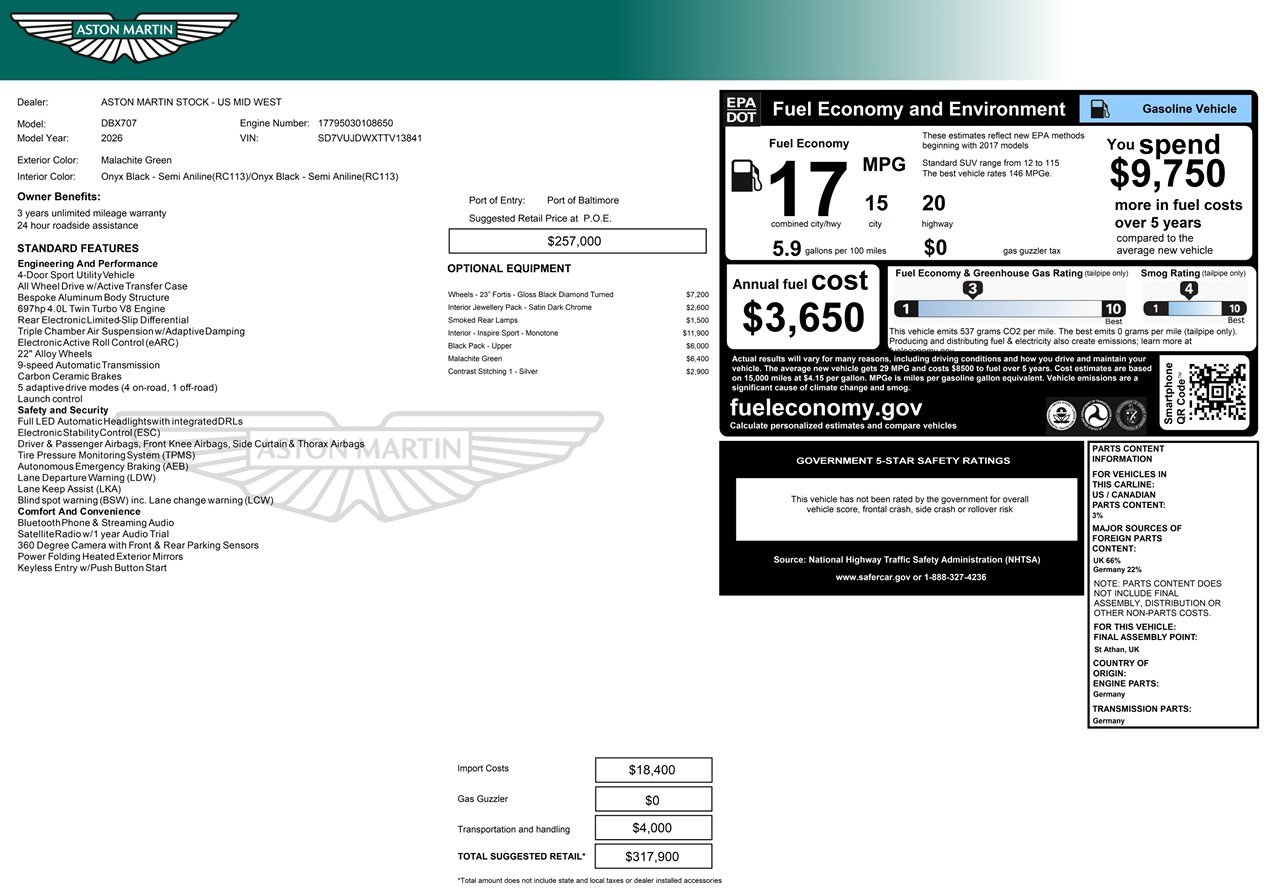 Used 2026 Aston Martin DBX 707 AWD/4WD image 33