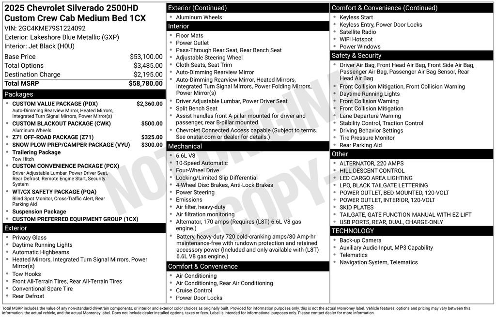 Used 2025 Chevrolet Silverado 2500 Custom w/ Custom Value Package AWD/4WD image 3