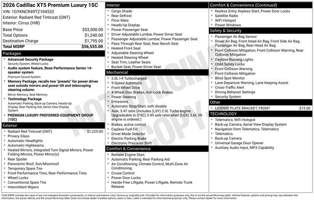 New 2026 Cadillac XT5 Premium Luxury FWD image 30