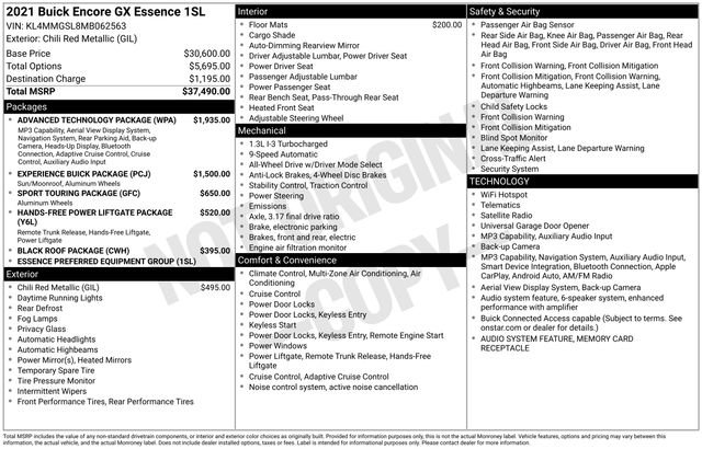 Used 2021 Buick Encore GX Essence w/ Advanced Technology Package AWD/4WD image 6
