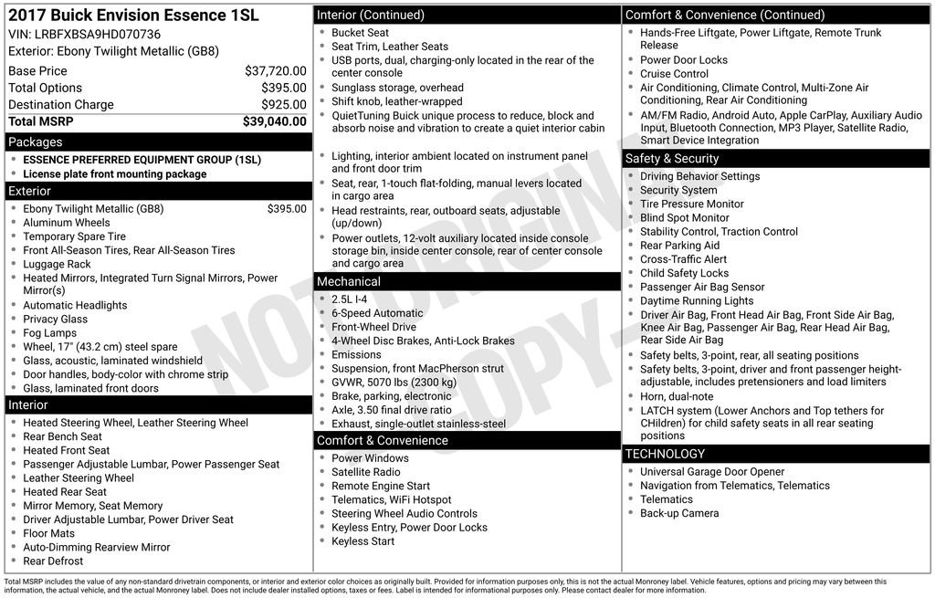 Used 2017 Buick Envision Essence FWD image 34