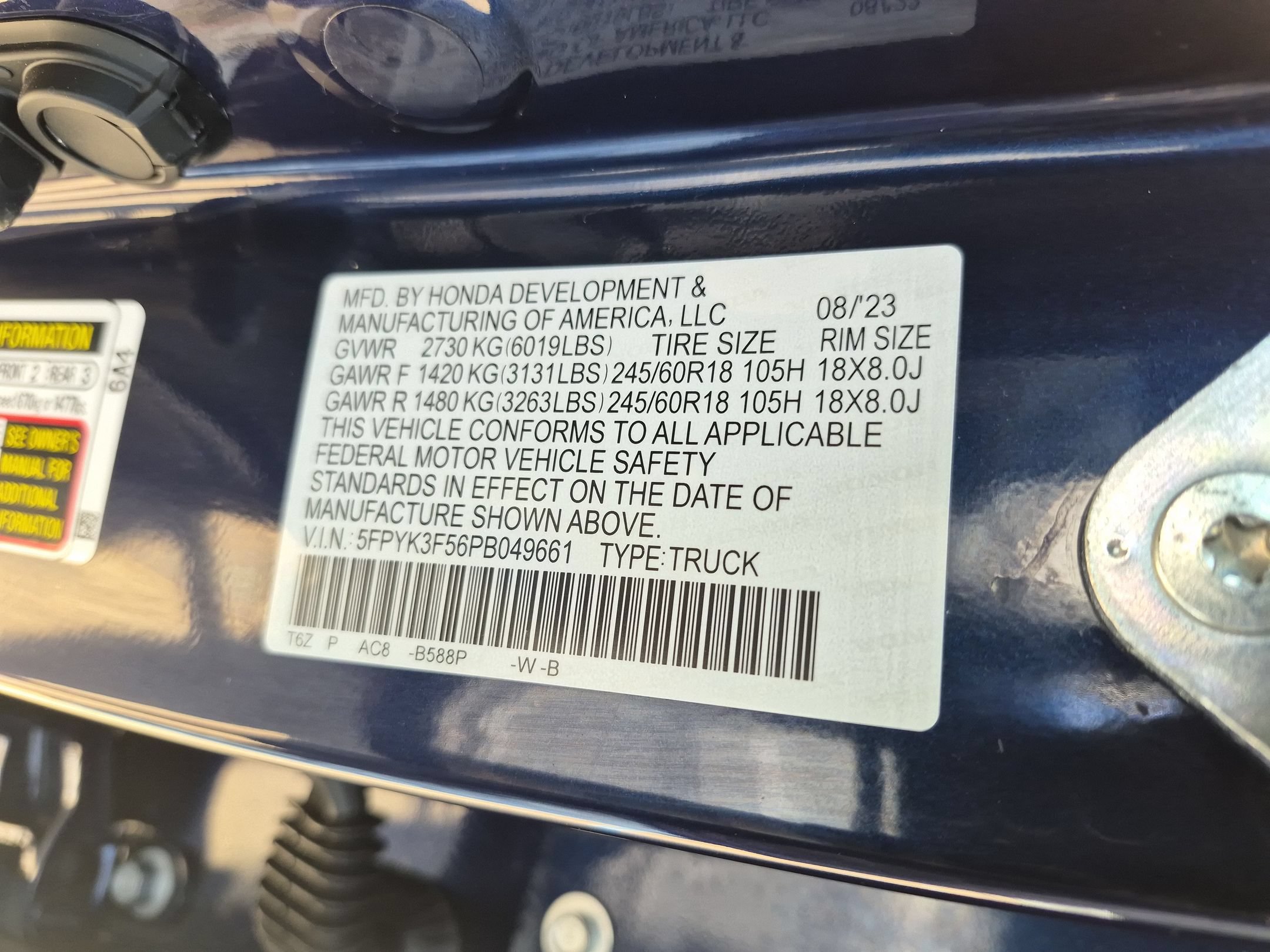 Certified 2023 Honda Ridgeline RTL image 34