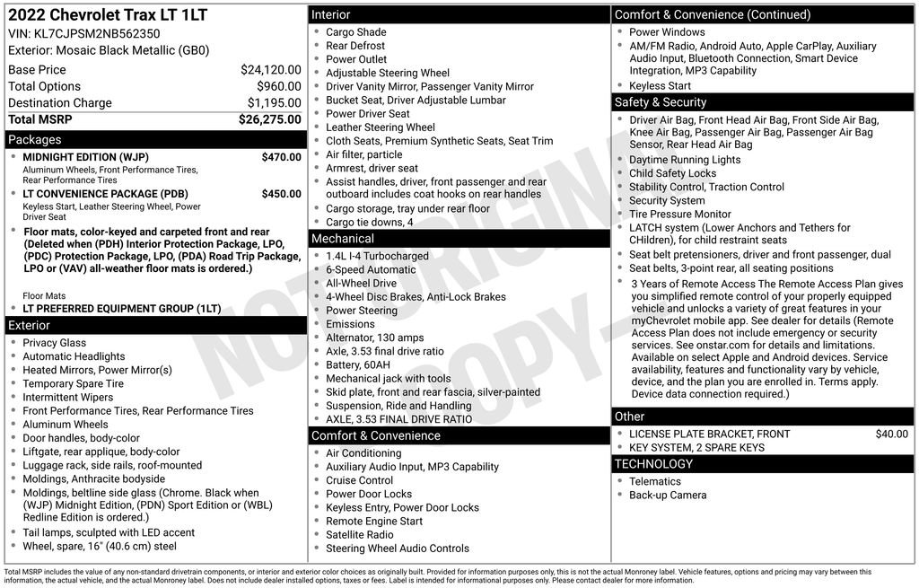 Used 2022 Chevrolet Trax LT w/ Midnight Edition image 7