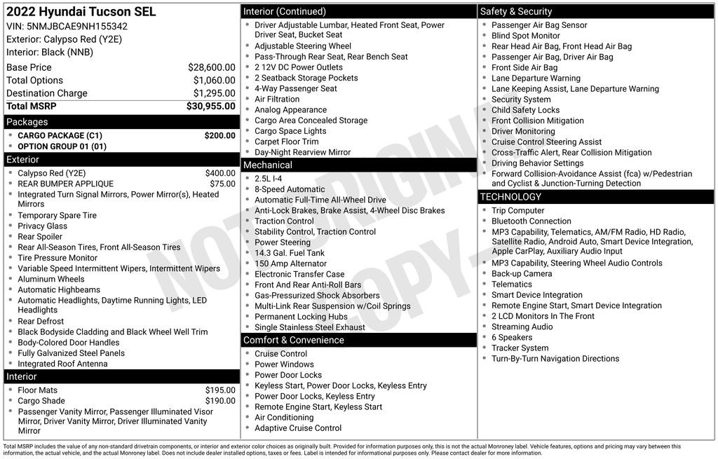 Used 2022 Hyundai Tucson SEL w/ Cargo Package AWD/4WD image 17