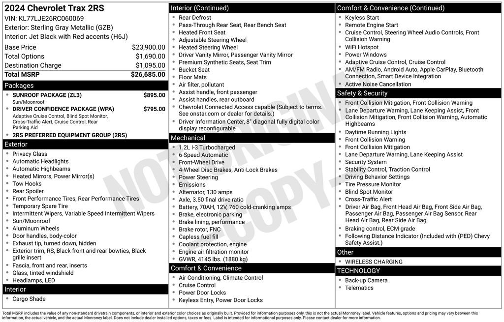 Used 2024 Chevrolet Trax RS w/ Sunroof Package FWD image 4