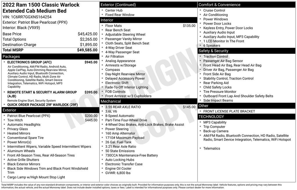 Used 2022 RAM 1500 Warlock w/ Electronics Group AWD/4WD image 2