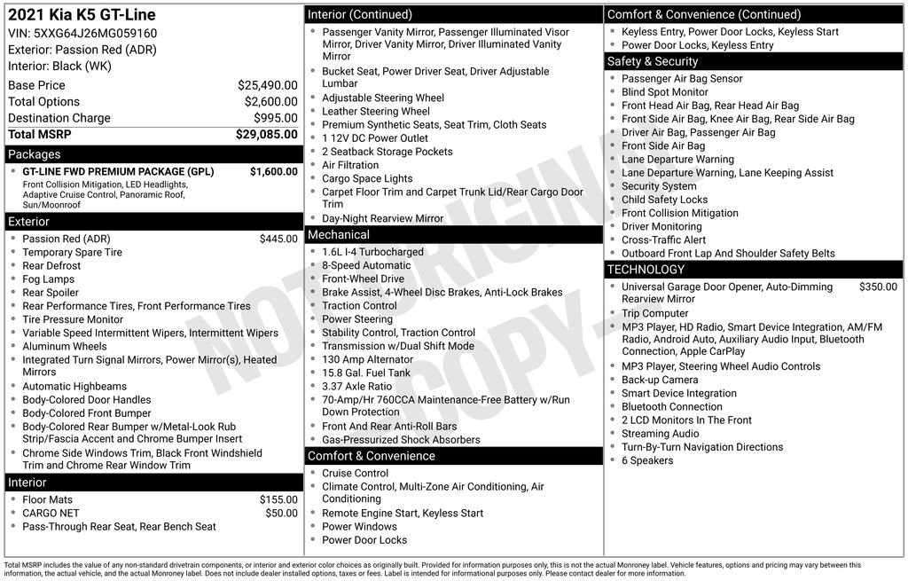 Used 2021 Kia K5 GT-Line w/ GT-Line FWD Premium Package image 6