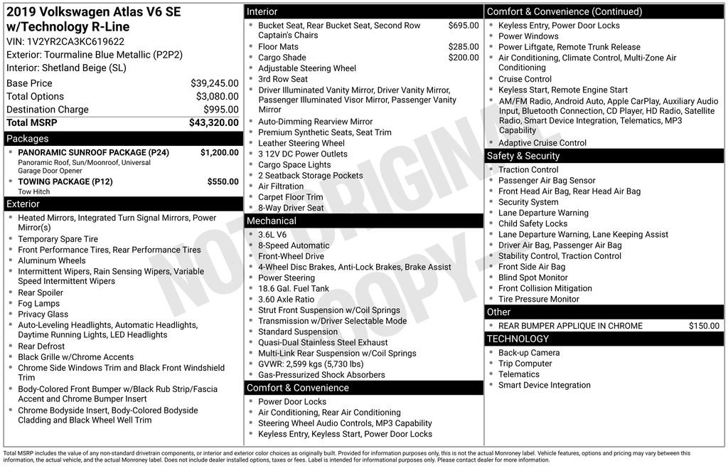 Used 2019 Volkswagen Atlas SE w/ Panoramic Sunroof Package image 6