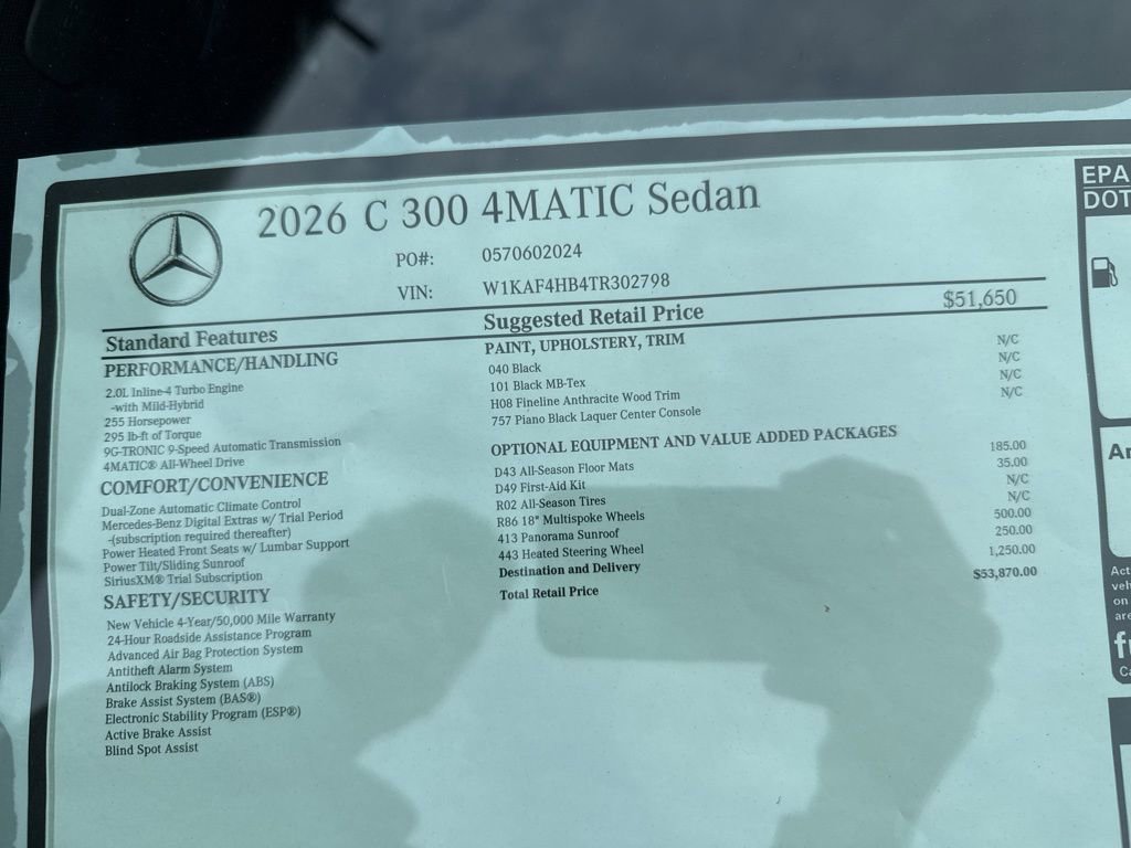 New 2026 Mercedes-Benz C 300 4MATIC Sedan image 13