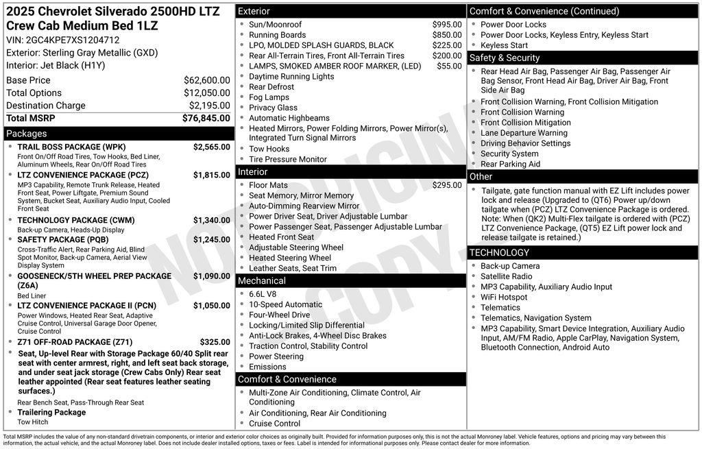 Used 2025 Chevrolet Silverado 2500 LTZ w/ Trail Boss Package AWD/4WD image 16