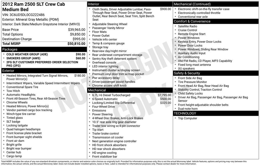 Used 2012 RAM 2500 SLT w/ Cold Weather Group image 27