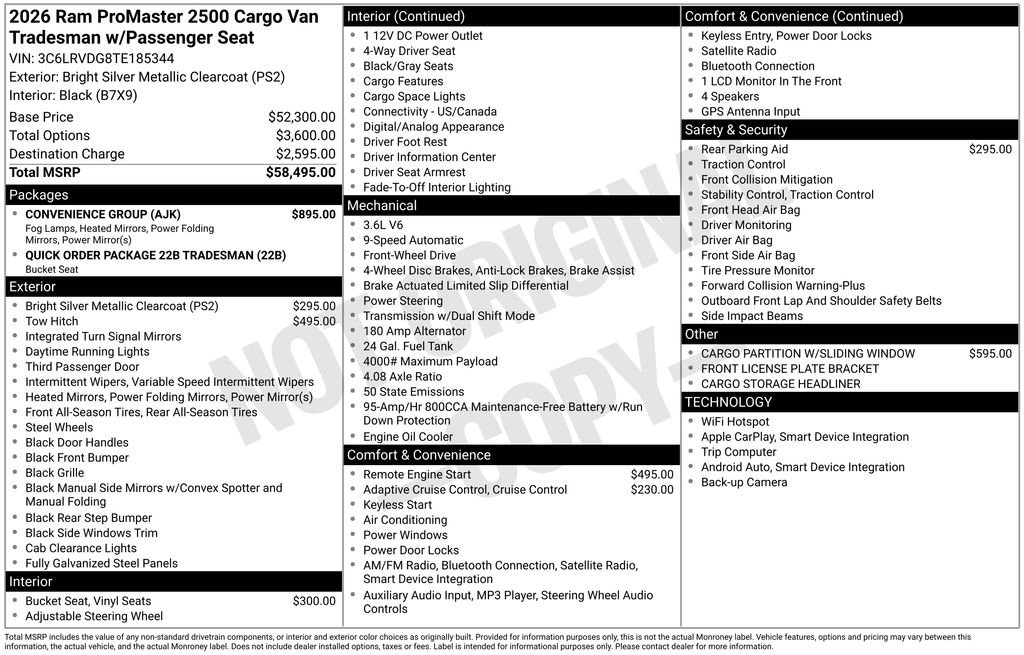 New 2026 RAM ProMaster 2500 w/ Convenience Group FWD image 3