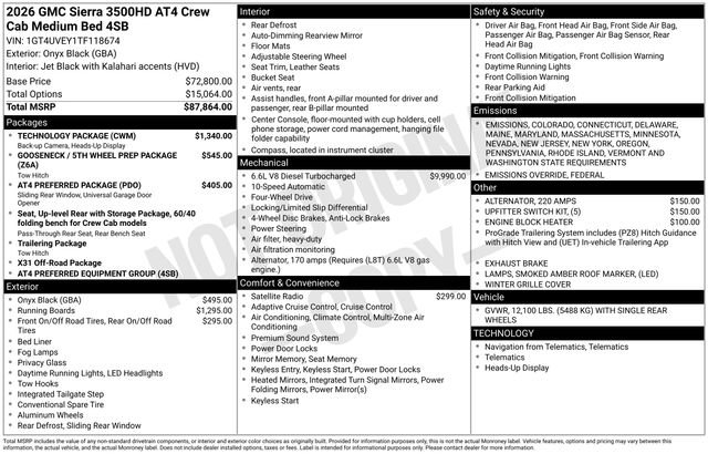 New 2026 GMC Sierra 3500 AT4 w/ Technology Package image 1