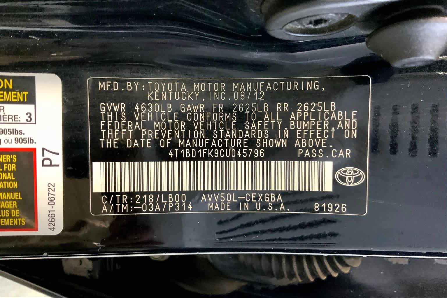 Used 2012 Toyota Camry XLE w/ Leather Pkg FWD image 36
