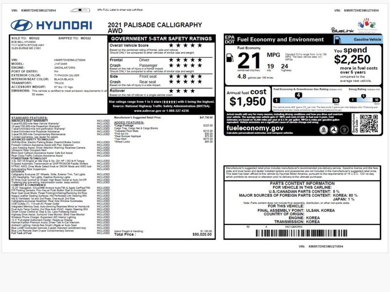 Used 2021 Hyundai Palisade Calligraphy w/ Cargo Package AWD/4WD image 2
