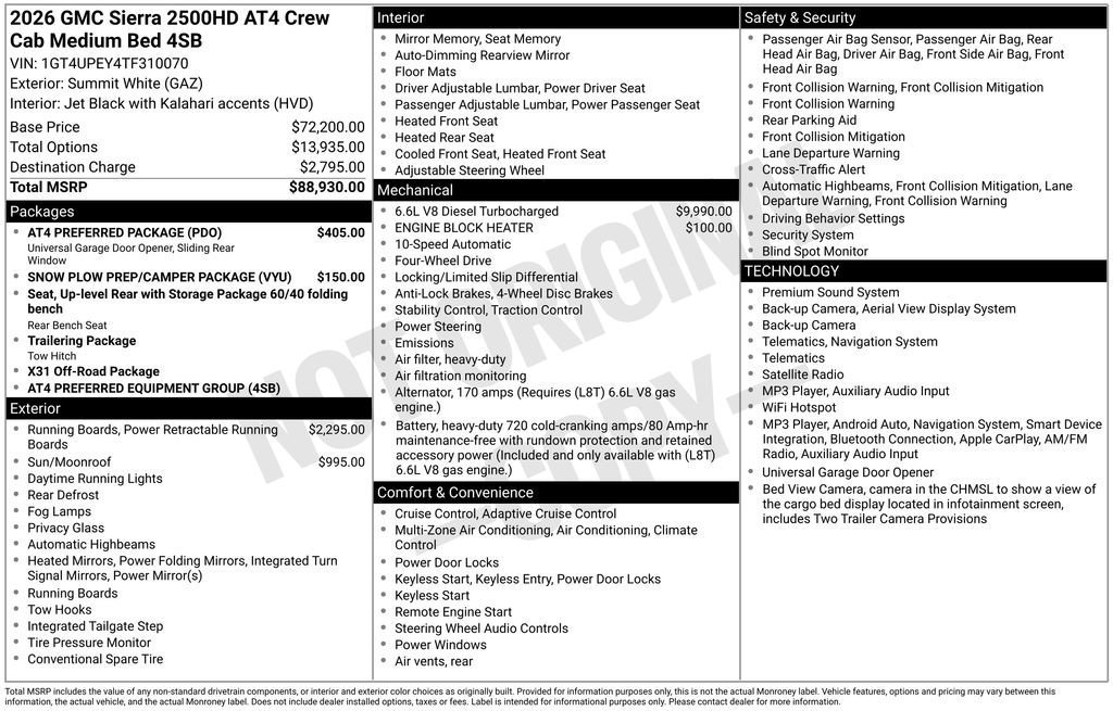 New 2026 GMC Sierra 2500 AT4 w/ AT4 Preferred Package AWD/4WD image 4