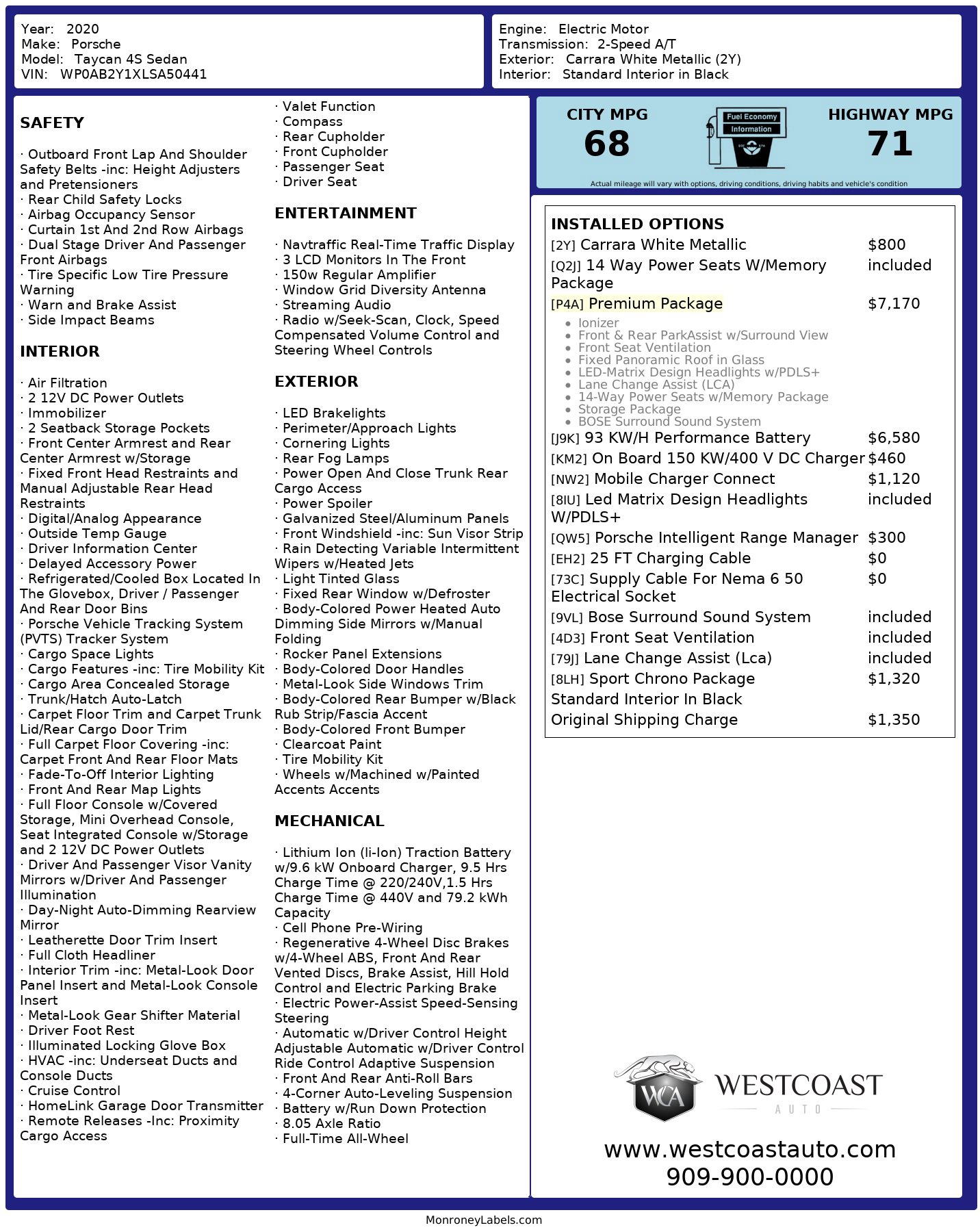 Used 2020 Porsche Taycan 4S image 16