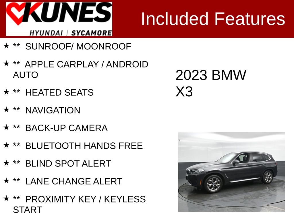 Used 2023 BMW X3 xDrive30i w/ Premium Package image 2