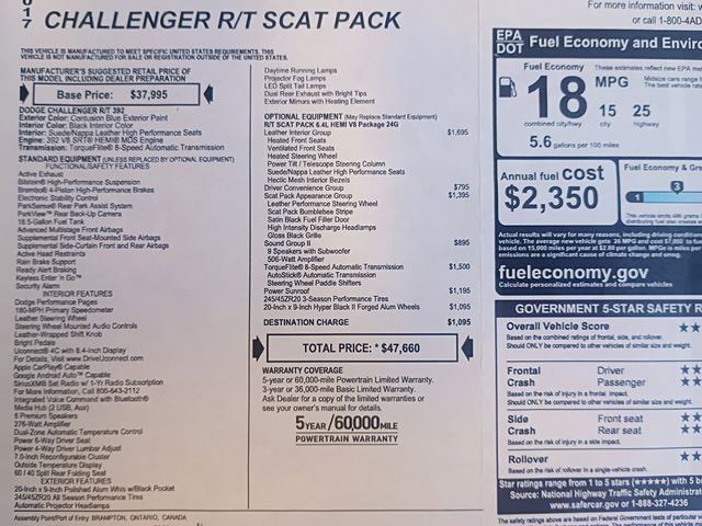 Used 2017 Dodge Challenger R/T Scat Pack w/ Leather Interior Group RWD image 72